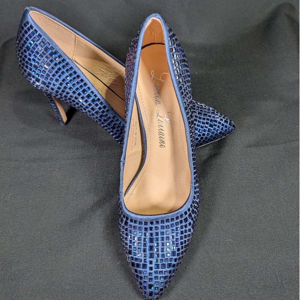 Lauren Lorraine Sarita Blue Crystal Rhinestone Pumps Heels Size 8
